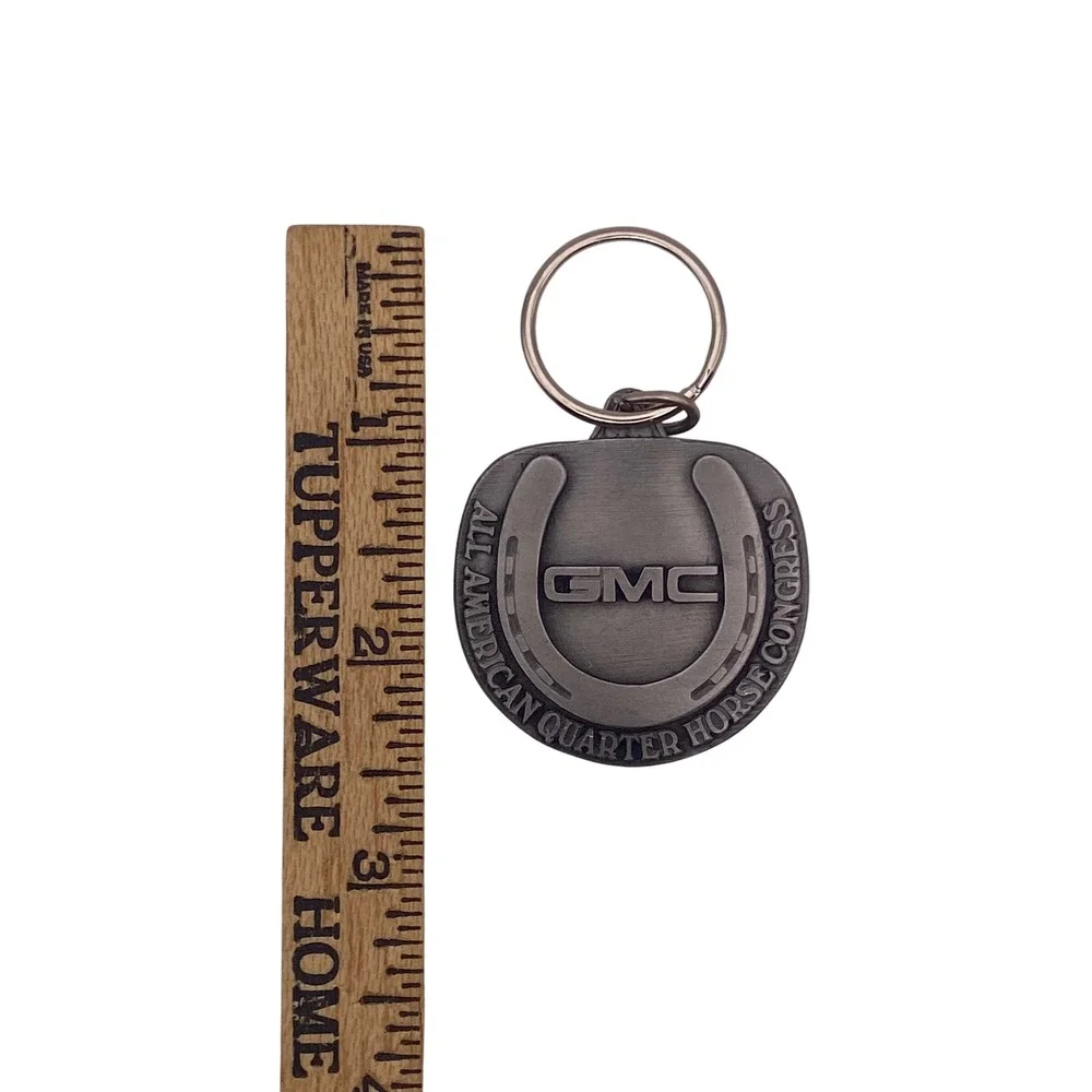 GMC All American Quarter Horse Congress Keychain Silver‎ Horseshoe Metal Fob